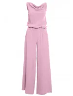 M737 Kombinéza so špagetovými ramienkami - krepová ružová
