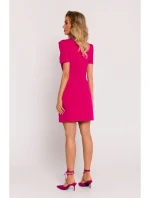 M777 Mini šaty s ramennými vypchávkami - fuchsiová