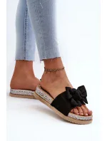 Dámske papuče na platforme s mašľou, čierne Aflia