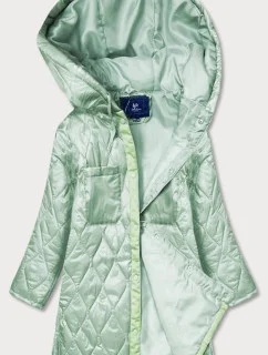 Dámska prešívaná oversize bunda v mätovej farbe s kapucňou (ag5-010)