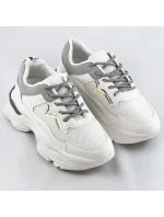 Bielo-šedé šnurovacie dámske športové topánky (LU-3)