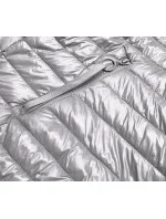 Asymetrická šedá dámska bunda s kapucňou (PC-7510-61)