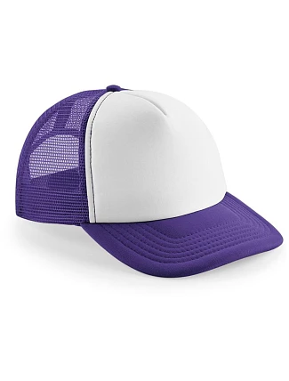 Beechfield B 645 5-panelová čiapka Vintage Trucker 53.0645 fialová/biela