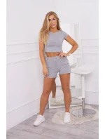 Bavlnená súprava so šortkami sivá