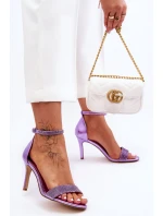 Damskie Sandały Na Szpilce Z Dżetami Fioletowe Perfecto