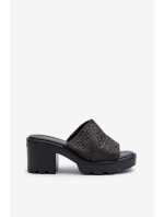 Klapki Damskie z Plecionką Na Obcasie Czarne Titantha Klapki Damskie z Plecionką Na Obcasie Czarne Titantha