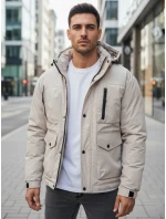 Pánska zimná bunda s kapucňou svetlo béžová FashionStreet TX5109