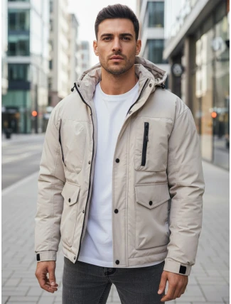Pánska zimná bunda s kapucňou svetlo béžová FashionStreet TX5109