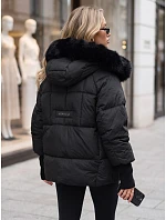 Čierna dámska zimná prešívaná bunda s kožušinou FashionStreet TY5741 Čierna dámska zimná prešívaná bunda s kožušinou FashionStreet TY5741