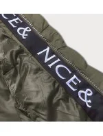 Perová dámska bunda v khaki farbe pre prechodné obdobie (2M-001)