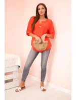 Dámska mušelínová košeľa s gombíkom červená