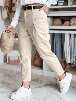 Dámske bavlnené nohavice CHINOSKA light beige FashionStreet UY2557 Dámske bavlnené nohavice CHINOSKA light beige FashionStreet UY2557