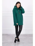 Zelená tunika na zips s kapucňou Oversize