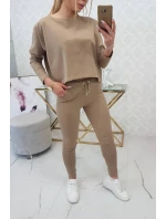 Súprava s oversize blúzkou camel