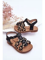 Dziecięce Sandały Na Rzep Z Paseczkami Czarne Sammy