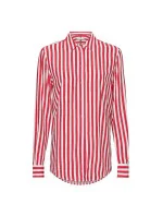 Dámska košeľa z viskózy W WW0WW31990 Červená a biela - Tommy Hilfiger Dámska košeľa z viskózy W WW0WW31990 Červená a biela - Tommy Hilfiger