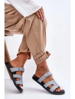 Materiałowe Damskie Klapki Na Rzep Jasnoniebieskie Jose