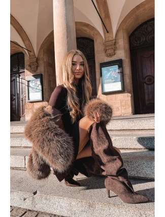 Kozaki Damskie Na Szpilce Wsuwane Czekoladowe Mavilla