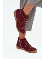 Skórzane Półbuty Damskie Z Przeszyciami Na Zamek Artiker 57C2116 Bordowe