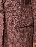 Dámske sako s kockovaným vzorom v bordovej farbe, FashionStreet PY0153 Dámske sako s kockovaným vzorom v bordovej farbe, FashionStreet PY0153