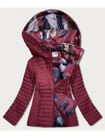 Vínová dámska bunda s kvetovanou podšívkou (SF726) Vínová dámska bunda s kvetovanou podšívkou (SF726)