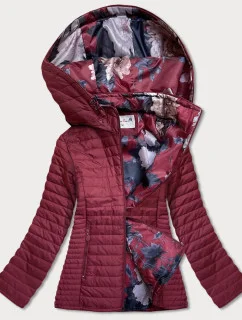Vínová dámska bunda s kvetovanou podšívkou (SF726)