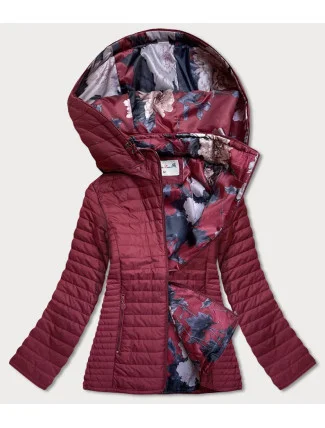 Vínová dámska bunda s kvetovanou podšívkou (SF726) Vínová dámska bunda s kvetovanou podšívkou (SF726)