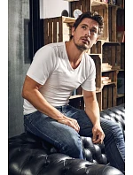 Promodoro 3082 Pánske tričko „Slim Fit“ s výstrihom do V 40.3082 biele