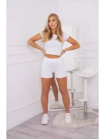 Bavlnená súprava so šortkami biela