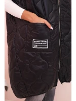 Dámske Plus veľkosť prešívaná vesta s kapucňou na zips čierna