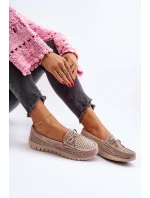 Mokasyny Damskie Z Kokardą Beżowe Reece Mokasyny Damskie Z Kokardą Beżowe Reece
