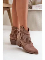 Dámske členkové kovbojské topánky na zips Eco Suede Brown S.Barski Dámske členkové kovbojské topánky na zips Eco Suede Brown S.Barski