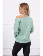 Blúzka s potlačou srdca tmavo mätová Blúzka s potlačou srdca tmavo mätová