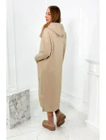 Dlhé šaty s kapucňou svetlo béžová