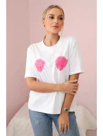 Bavlnená blúzka s kvetinovou potlačou biela