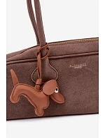 Kabelka Bageta z imitace semiše přívěsek jezevčík tmavě béžová Annette