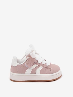 Detské športové tenisky so suchým zipsom z imitácie kože Dirty pink Zoya