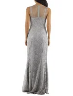 Spoločenské a plesové šaty krajkové dlhé luxusné značkové CHARM'S Paris sivé - Šedá / XS - CHARM'S Paris