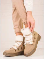 Pohodlné dámske snehové topánky hnedé bez podpätku Pohodlné dámske snehové topánky hnedé bez podpätku