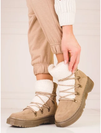 Pohodlné dámske snehové topánky hnedé bez podpätku Pohodlné dámske snehové topánky hnedé bez podpätku