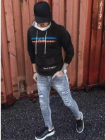 Pánska čierna mikina s potlačou FashionStreet BX5386