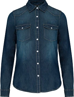 Kariban K 518 Džínsová blúzka s dlhými rukávmi 20.K518 blue jean