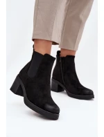 Botki Sztyblety Damskie Na Obcasie Ocieplane Czarne Zelia