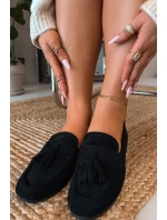 Dámske mokasíny s plochou podrážkou a strapcami Black Marilisse Dámske mokasíny s plochou podrážkou a strapcami Black Marilisse