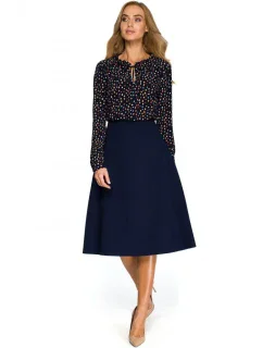 S133 Midi sukňa áčkového strihu - tmavo modrá