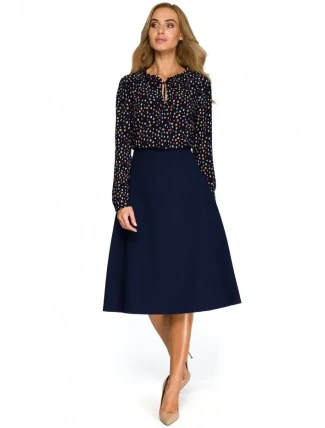 S133 Midi sukňa áčkového strihu - tmavo modrá