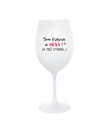 SOM KRÁSNA A SEXY! (A TIEŽ VYDATÁ...) - biely pohár na víno 350 ml