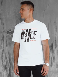 Pánske biele tričko s potlačou FashionStreet RX5450