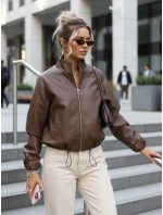Dámska kožená bunda bomber hnedá FashionStreet TY5596