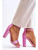 Damskie Sandały Na Obcasie Z Cyrkoniami Różowe Idealistic